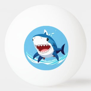 Balle De Ping Pong Requin de dessin animé nageant sous l'eau