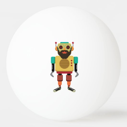 Balle De Ping Pong Robot rétro Hipster (Devant)