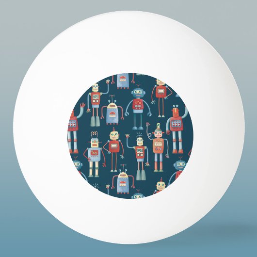 Balle De Ping Pong Robots de style rétro des années 1950