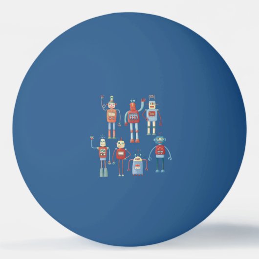 Balle De Ping Pong Robots rétro mites (Devant)