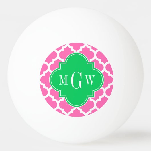 Balle De Ping Pong Rose chaud avec marocain #5 Emerald 3 Monogramme i (Devant)