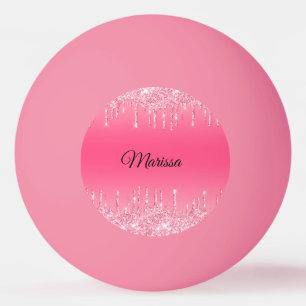 Balle De Ping Pong Rose Chaude Avec Gouttes de Paillettes d'Argent Ét