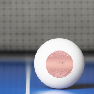 Balle De Ping Pong Rose Gold Luxe Élégant Monogramme Pailleté