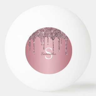 Balle De Ping Pong Rose Gold Rose Pailleté Glissades Étincelle Monogr