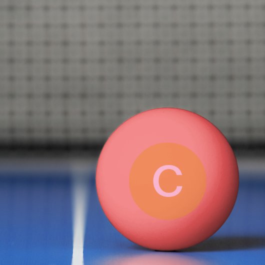Balle De Ping Pong Rose orange personnalisé Monogramme initial modern (Filet)