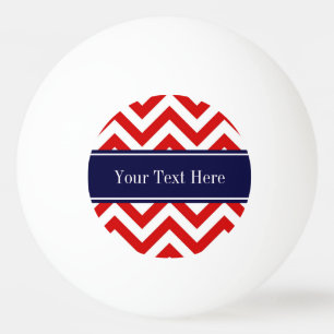 Balle De Ping Pong Rouge Blanc LG Chevron Marine Nom bleu Monogramme