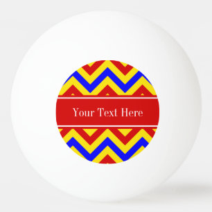 Balle De Ping Pong Rouge, jaune, Blue LG Chevron Red Name Monogram