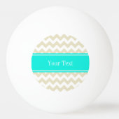 Balle De Ping Pong Sable Beige Blanc Chevron clair Aqua Nom Monogramm (Devant)