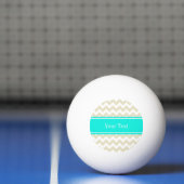 Balle De Ping Pong Sable Beige Blanc Chevron clair Aqua Nom Monogramm (Filet)