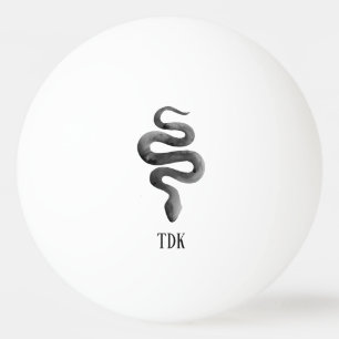 Balle De Ping Pong serpent aquarelle charbon noir personnalisé stylé