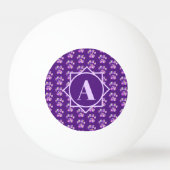 Balle De Ping Pong Silhouette d'animal Purple Monogramme personnalisé (Dos)