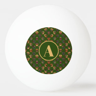 Balle De Ping Pong Silhouette d'animal Thanksgiving Monogramme vert