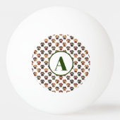 Balle De Ping Pong Silhouette d'animal Thanksgiving Monogramme vert (Dos)