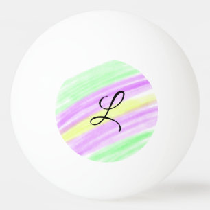 Balle De Ping Pong Simple vert violet aquarelle ajoutez votre monogra