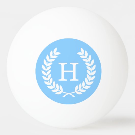 Balle De Ping Pong Sky Blue What Blé Laurel Wreath Initial Monogramme (Devant)