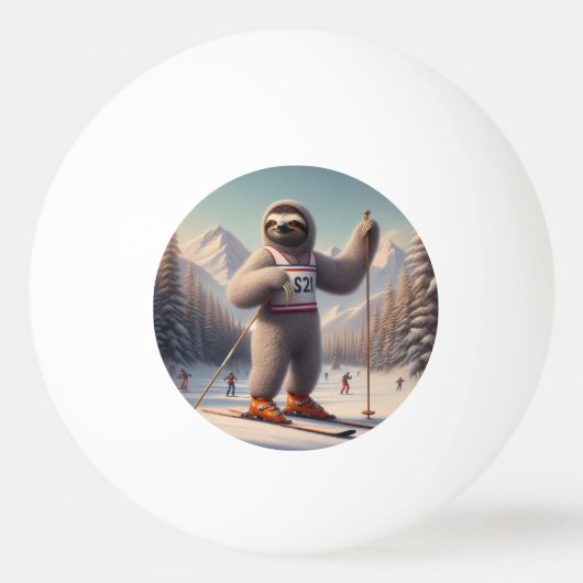 Balle De Ping Pong Sloth Skiing (Devant)