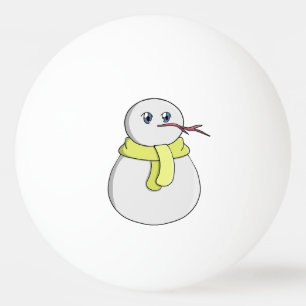 Balle De Ping Pong Snowman portant une écharpe jaune