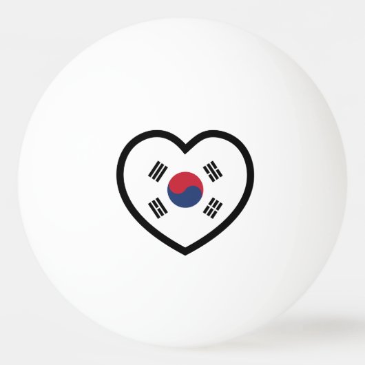 Balle De Ping Pong South Korea Flag Heart (Devant)