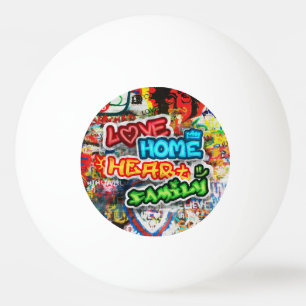 Balle De Ping Pong Streetart Graffiti Amour Maison Cœur Coloré Funky