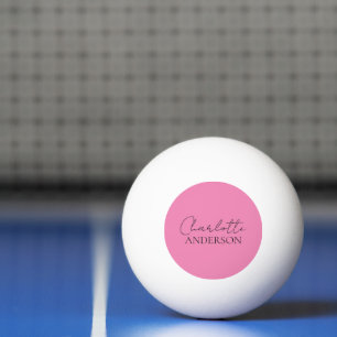 Balle De Ping Pong Stylish Minimaliste Nom Personnalisé Rose