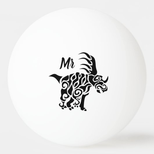 Balle De Ping Pong Styracosaurus noir avec peinture de guerre tribale (Devant)