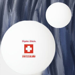 Balle De Ping Pong Suisse et Drapeau Suisse Rouge Personnalisé