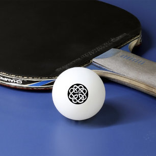 Balle De Ping Pong Symbole de cercle en entrelacs celtique noir et bl