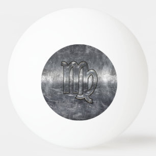 Balle De Ping Pong Symbole Virgo Zodiac Grunge Argent Style désaffect