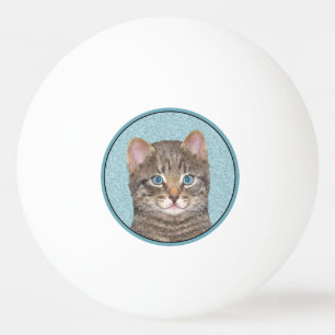 Balle De Ping Pong Tabby Gris Peinture Chat - Cute Original Art Chat