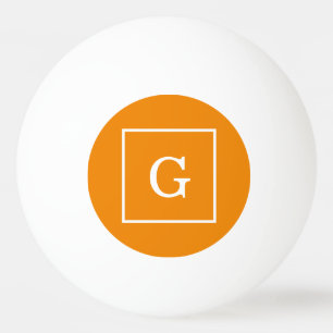Balle De Ping Pong Tangerine Orange White Framed Initial Monogram