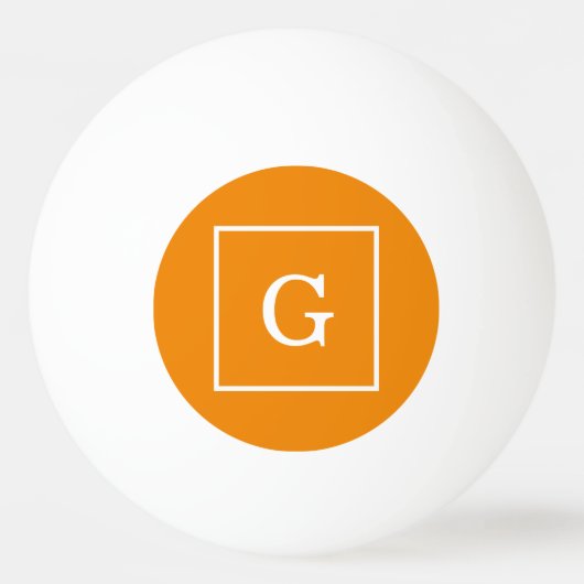 Balle De Ping Pong Tangerine Orange White Framed Initial Monogram (Devant)