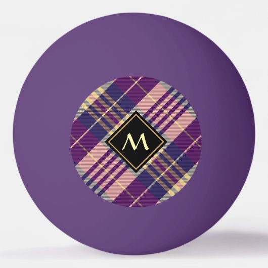 Balle De Ping Pong Tartan mauve, or et bleu (Devant)