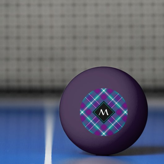 Balle De Ping Pong Tartan vert de mer, violet et bleu (Filet)