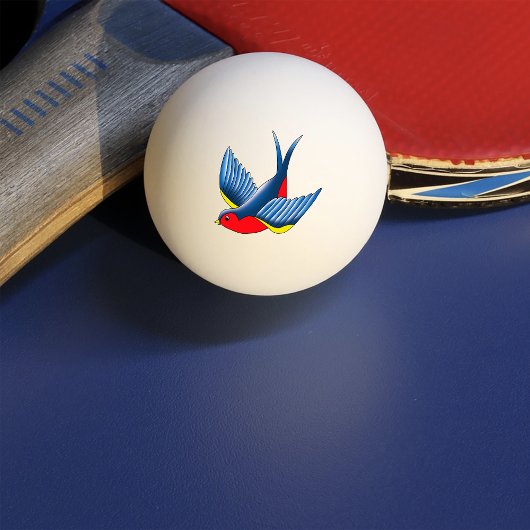 Balle De Ping Pong Tatouage bleu rouge avale