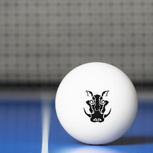 Balle De Ping Pong Tatouage tribal d'une tête de sanglier noire