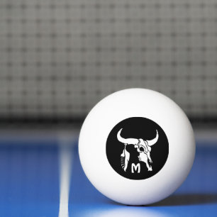 Balle De Ping Pong Taureau blanc de Longhorn avec plumes blanches