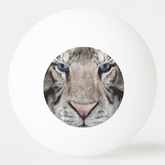 Balle De Ping Pong Tête de Tigre Blanc Esthétique Faunique (Devant)