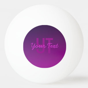 Balle De Ping Pong Texte Monogrammé Moderne Éditable & Ombre Violet