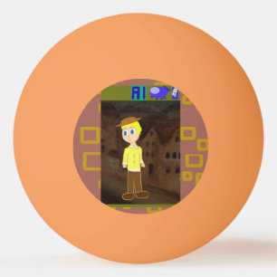 Balle De Ping Pong Thème de dessin géométrique Brown