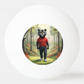 Balle De Ping Pong Tiger Jouant Au Golf Dans Les Bois, (Dos)