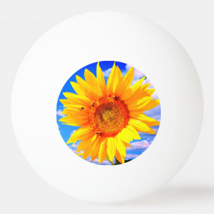 Balle De Ping Pong Tournesol et abeilles sur Blue Sky Ping Ping Ball
