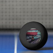 Balle De Ping Pong Train bleu clair, sous pont (Filet)