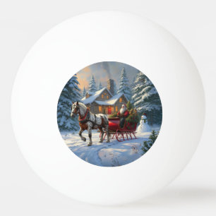 Balle De Ping Pong Traîneau à un cheval de Noël de Santa