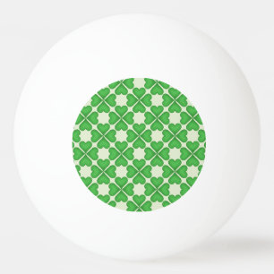 Balle De Ping Pong Trèfle vert à quatre feuilles motif de coeurs