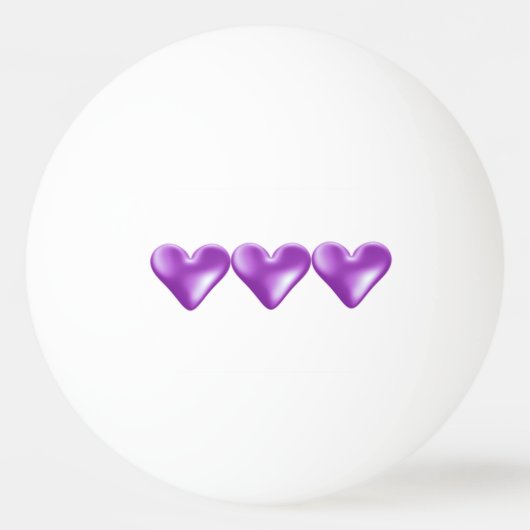 Balle De Ping Pong Trio de cœurs violets (Devant)