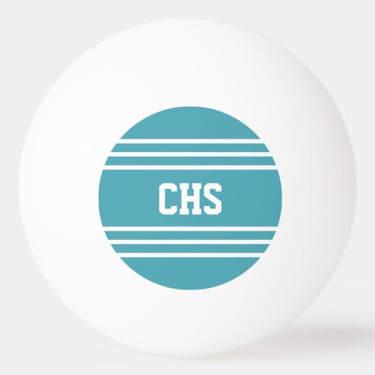 Balle De Ping Pong Turquoise Stripes boules monogrammes personnalisée (Devant)