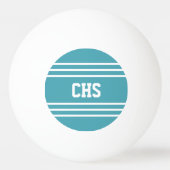 Balle De Ping Pong Turquoise Stripes boules monogrammes personnalisée (Dos)