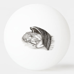 Balle De Ping Pong Un Angel endormi, noir et blanc