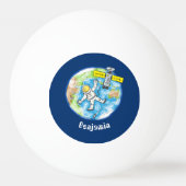 Balle De Ping Pong Un astronaute amusant dans l'espace et la bande de (Dos)