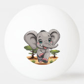 Balle De Ping Pong Un bébé éléphant qui sonne heureux dans la savane  (Dos)